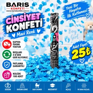 Cinsiyet Konfeti Mavi – Cinsiyet Belirleme Konfetisi
