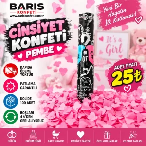 Cinsiyet Konfeti Pembe 25₺ | Cinsiyet Belirleme Partisi İçin İdeal